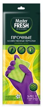 Master FRESH перчатки прочные хозяйственные латексные с хлопком 1 пара  размер S/M фиолетовые