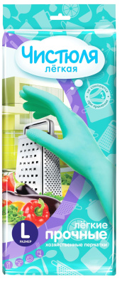 Чистюля Легкая перчатки хозяйственные легкие прочные размер L 1 шт