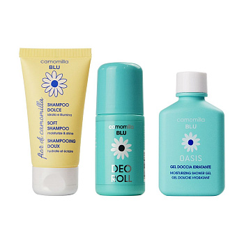 Camomilla Blu Travel набор для чувствительной кожи (шампунь, гель для душа, дезодорант)