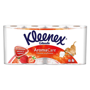 Kleenex aroma care туалетная бумага 3 слоя с ароматом клубники 8 шт