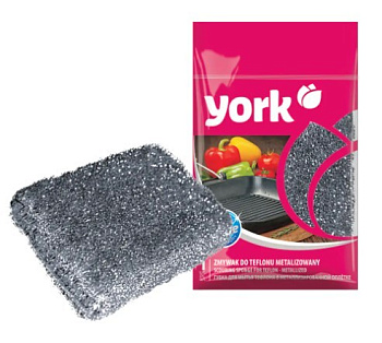 York губка Лиза для тефлоновой посуды в металлизированной оплетке 1шт