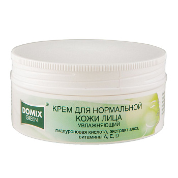 Domix крем для нормальной кожи лица увлажняющий с гиалуроновой кислотой экстрактом алоэ витаминами A, E, D 75 мл
