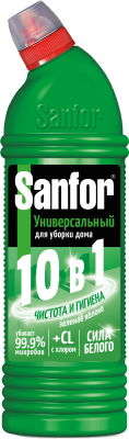Sanfor средство для чистки и дезинфекции 10 в1 зеленое яблоко 750 мл Уценка