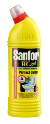 Sanfor WC Gel средство для чистки и дезинфекции туалета Лимонная свежесть 750мл