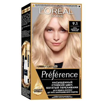 L'oreal Preference краска для волос 9.1 викинг очень светло русый пепельный Уценка