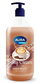 Aura крем мыло шелк и кофе silky cream флакон дозатор 1000мл