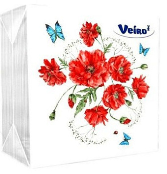 Veiro салфетки 1 слойные с рисунком в ассортименте 24*24 50 листов 90 шт в кор