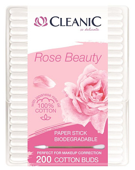 Cleanic Rose Beauty ватные палочки гигиенические в бумажной прямоугольной коробке 200 шт