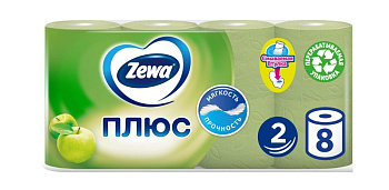 Zewa туалетная бумага Plus 2-х слойная Яблоко 8шт