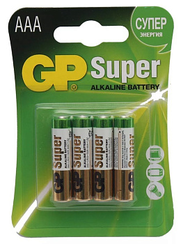 GP батарейки алкалиновые Super Alkaline ААA/LR03 4шт