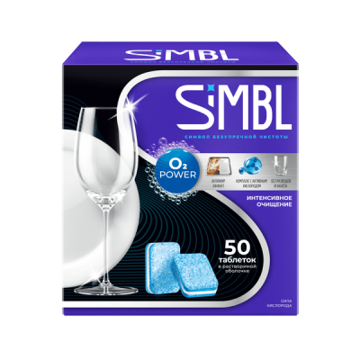 Simbl таблетки для мытья посуды в посудомоечных машинах сила кислорода 50 шт
