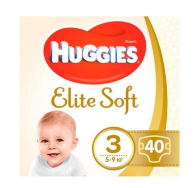 Huggies Elite Soft  подгузники 3 размер 5-9 кг 40шт