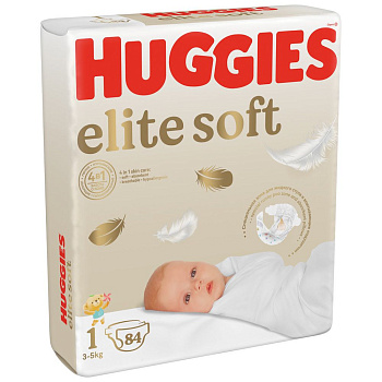 Huggies Elite Soft подгузники для новорожденных 3-5 кг 1 размер 84 шт