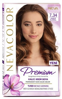 Nevacolor PRЕMIUM стойкая крем краска для волос 7.34 AMBER BLONDE янтарь