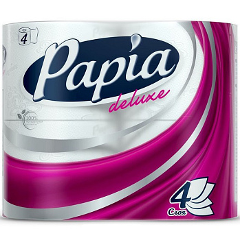 HAYAT 'Papia Deluxe' Туалетная бумага белая четырёхслойная, 4 шт
