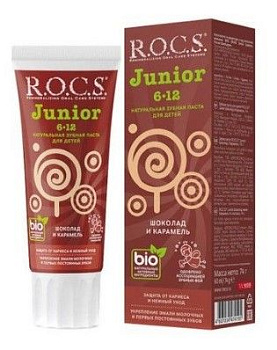 ROCS Junior зубная паста для детей 6-12 лет шоколад и карамель 74г