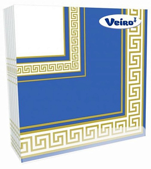 Veiro салфетки  3 слойные с рисунком эллада синий 33*33 20 листов