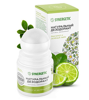 Synergetic дезодорант шариковый натуральный Бергамот - зеленый лайм 50мл