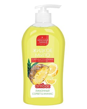 Красная Линия мыло жидкое Лимонный сорбет и ананас с антибактериальным эффектом 500г