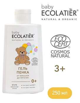 Ecolatier baby гель пенка от макушки до пяточек baby 0+ ecocert 250 мл