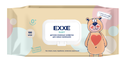 Exxe baby серия 0+ влажные салфетки для детей 100 штук