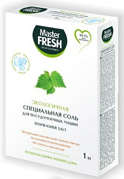 Master FRESH экологичная специальная соль для посудомоечной машины гранулированная беленая крупнокристаллическая 1кг