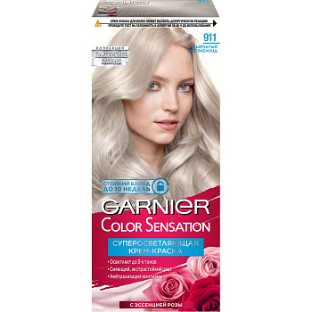 Garnier Color Sensation стойкая крем краска для волос платиновый блонд оттенок 911 дымчатый ультраблонд