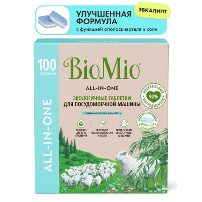 BioMio bio tabs multi таблетки для посудомоечной машины эвкалипт 16г 100шт