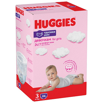 Huggies подгузники трусики для девочек 6-11 кг 3 размер 116 шт