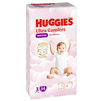 Huggies ultra comfort 3 6-11 кг трусики подгузники 54 шт для девочек