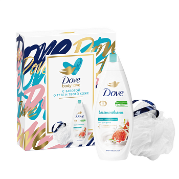 DOVE подарочный набор коллекция нежное очищение 2023 гель для душа+ мочалка 250 мл