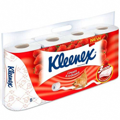 Kleenex Туалетная бумага 3-хслойная с ароматиз Сочная Клубника 8 шт