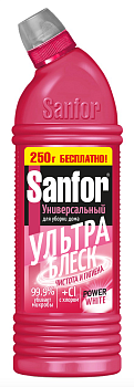Sanfor universal 10в1 средство для чистки и дезинф ультра блеск чистота и гигиена 1л 750+250 мл бесплатно