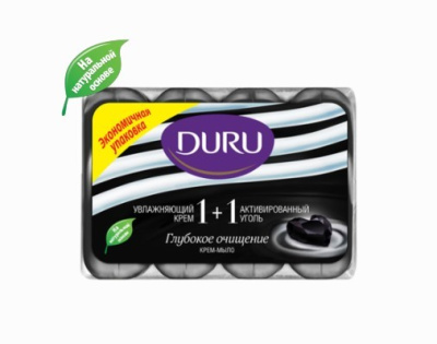 Duru 1+1 Туалетное мыло Увлажняющий крем и Активированный уголь 4шт по 90г
