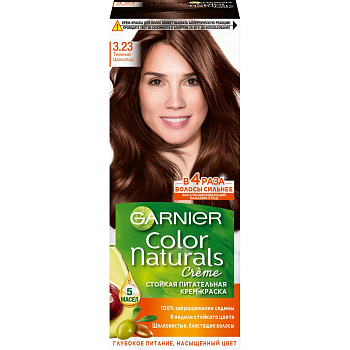 Garnier стойкая питательная крем краска для волос color naturals оттенок 3.23 темный шоколад