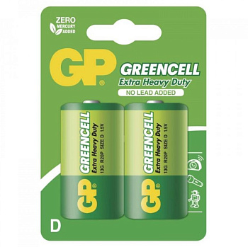 GP батарейки солевые GreenCell D/LR20 2шт