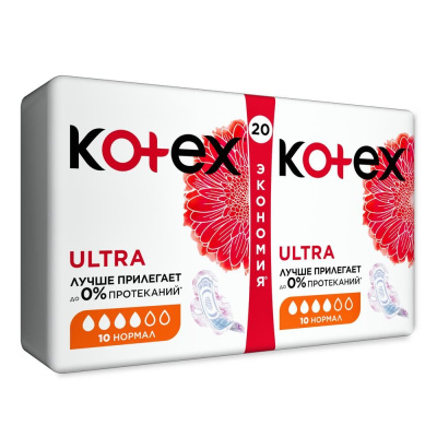 Kotex прокладки гигиенические ультра сетч нормал fast absorb 20 шт
