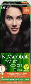 Nevacolor Natural Colors стойкая крем краска для волос 3. DARK BROWN темный шатен
