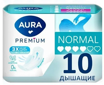 aura premium прокладки женские гигиенические normal 10шт