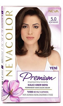 Nevacolor PRЕMIUM стойкая крем краска для волос 5.0 LIGHT BROWN светло коричневый Уценка