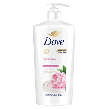 Dove крем гель для душа для всей семьи сливочная ваниль и пион бессульфатный с сывороткой тройного увлажнения 610 мл