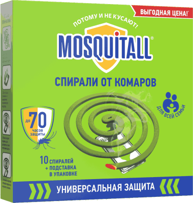 Mosquitall спирали универсальная защита от комаров для всей семьи 10 шт