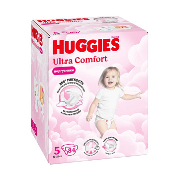 Huggies ultra comfort 5 12-22 кг подгузники 84 шт для девочек