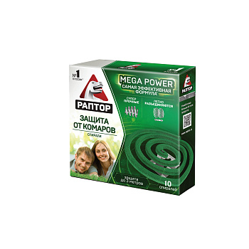 РАПТОР Спираль от комаров без запаха 10 шт new Уценка