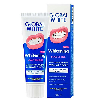 Global White зубная паста Отбеливающая Whitening Max Shine 100г