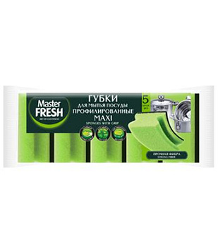 Master FRESH губки для мытья посуды профилированные maxi микс яркие цвета 5 шт