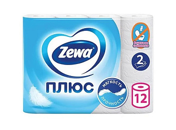 Zewa туалетная бумага плюс 2 х слойная белая 12шт