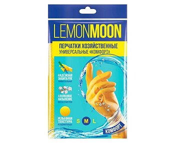 Lemon Moon перчатки хозяйственные комфорт с напылением M