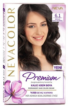 Nevacolor PRЕMIUM стойкая крем краска для волос 6.1 DARK ASH BLONDE  темно пепельно каштановый