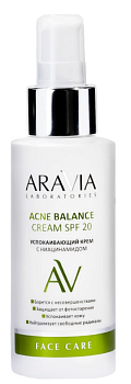 ARAVIA Laboratories успокаивающий крем с ниацинамидом acne balance cream spf 20 100 мл